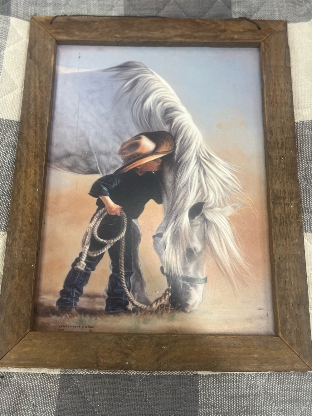Rustic Brown Framed cowboy picture